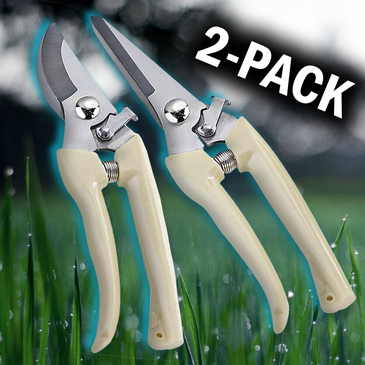 Garden Pruning Shears Set Bypass Branch Pruner Straight Blade Scissors 2 Pack US