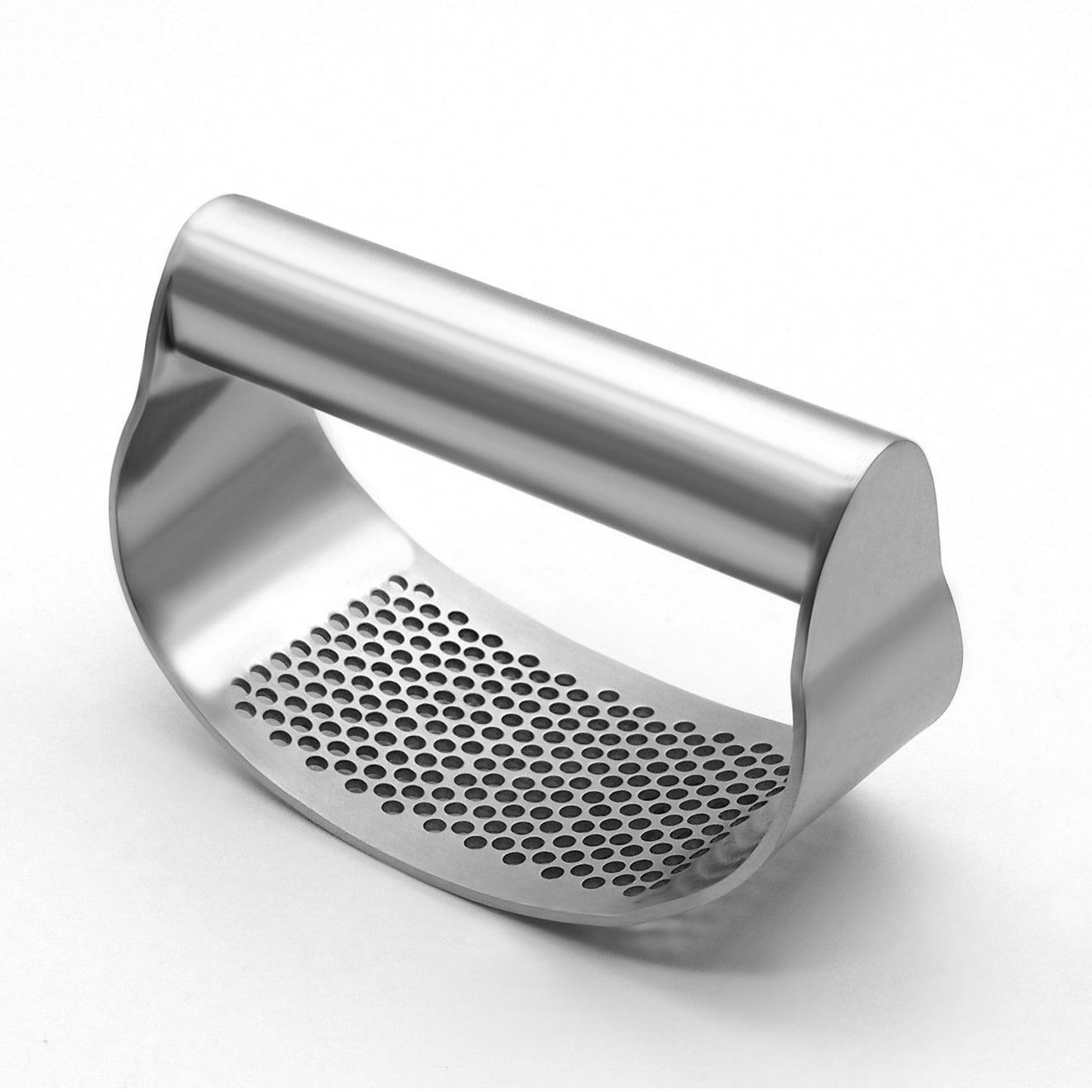Garlic Press Rocker, Professional Kitchen Gadgets Stainless Steel Garlic Mincer Crusher Garlic Chopper with Ergonomic Handle, Silicone Garlic Peeler