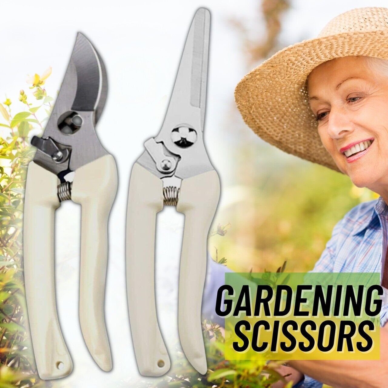 Garden Pruning Shears Set Bypass Branch Pruner Straight Blade Scissors 2 Pack US