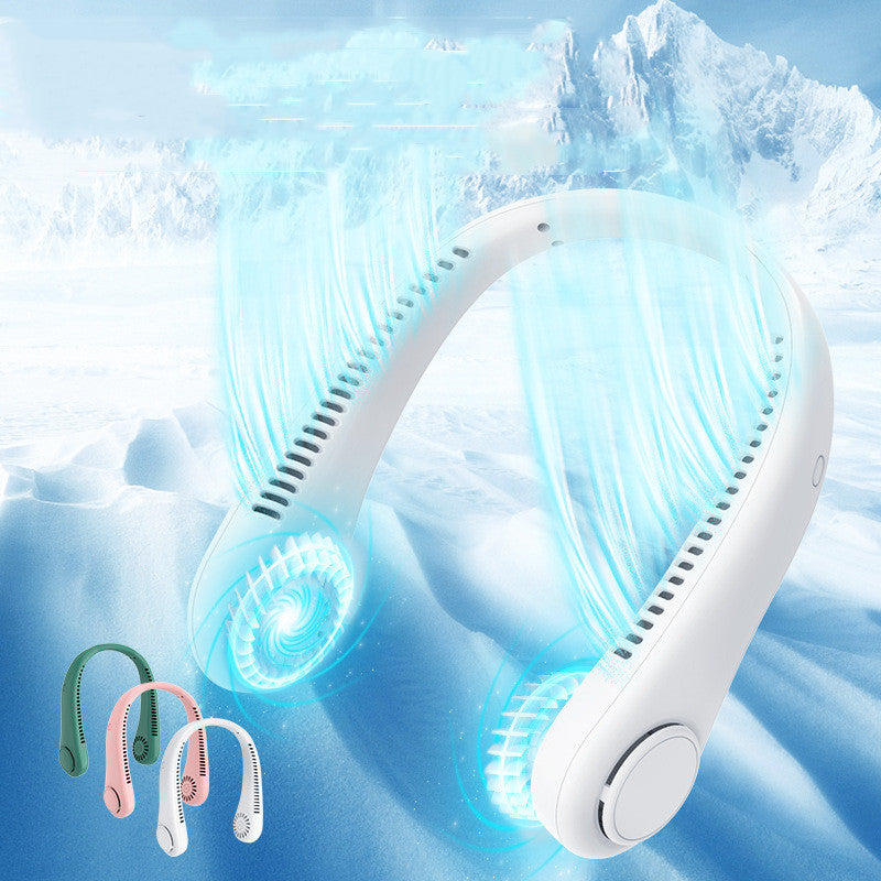 Portable Neck Fan, Hands Free Bladeless Fan, Leafless, Rechargeable, Headphone Design, 4000 mAh Battery Operated Wearable Personal Fan, USB Powered Desk Fan, 3 Speeds-Dark Green