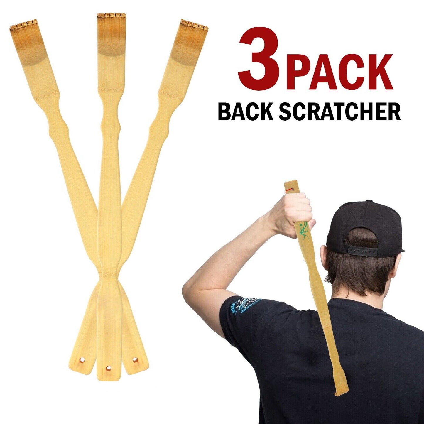 Natural Bamboo Back Scratcher Long Handle Pick Itch Relief Handcraft Tools 3PCS