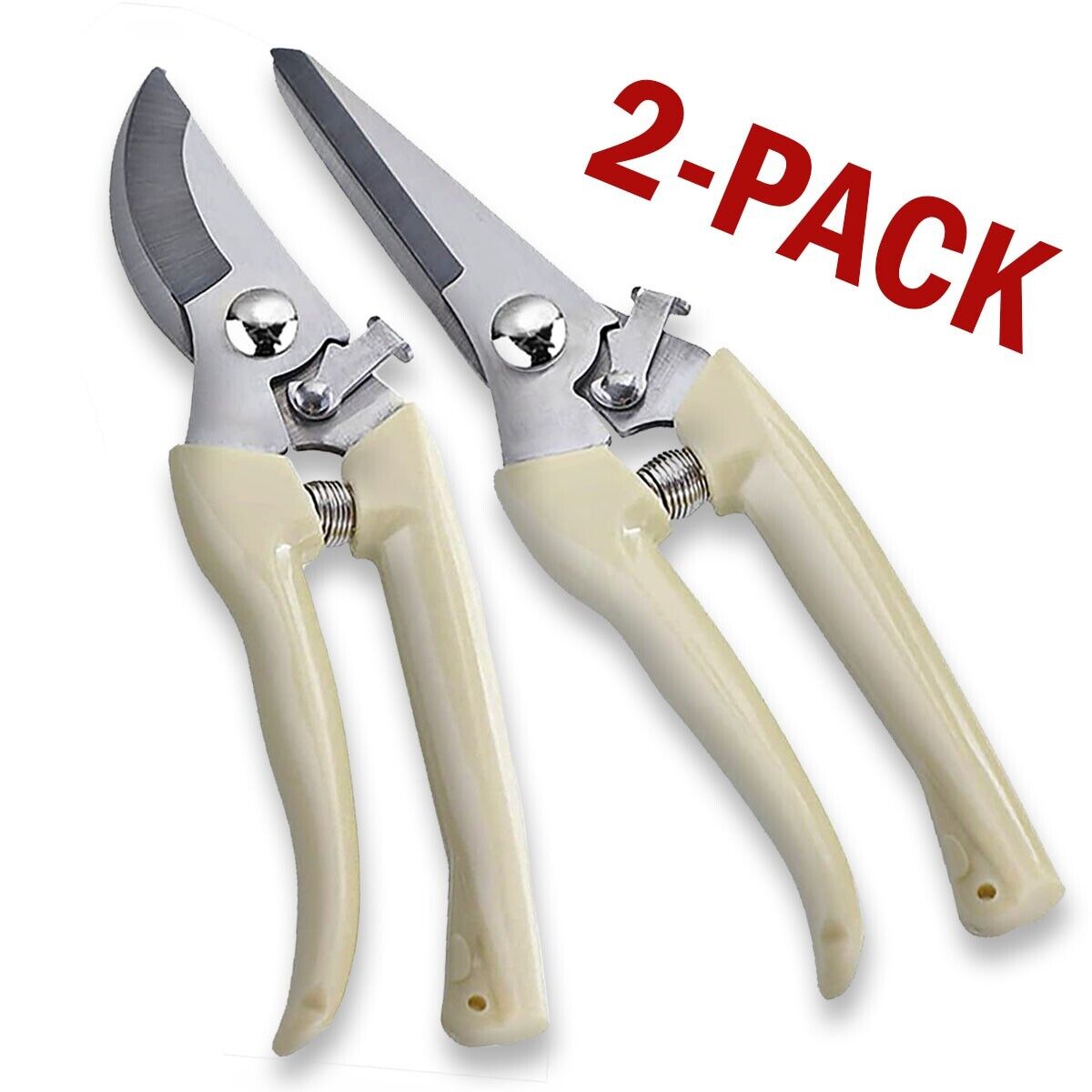 Garden Pruning Shears Set Bypass Branch Pruner Straight Blade Scissors 2 Pack US