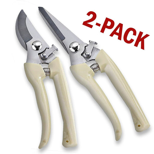 Garden Pruning Shears Set Bypass Branch Pruner Straight Blade Scissors 2 Pack US