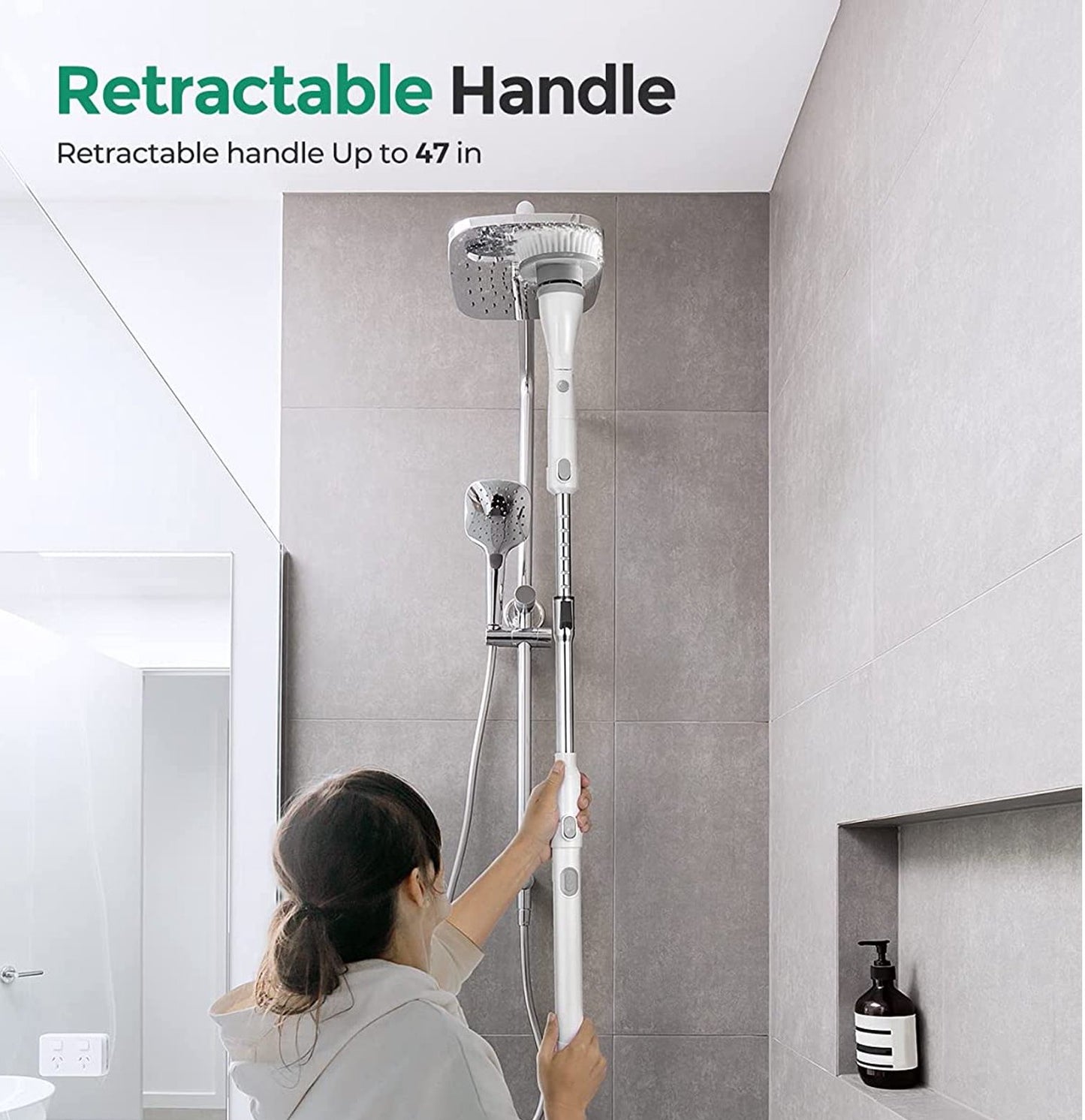 350rpm telescoping electric spin scrubber cordless brush heads cordless tub and tile scrubber