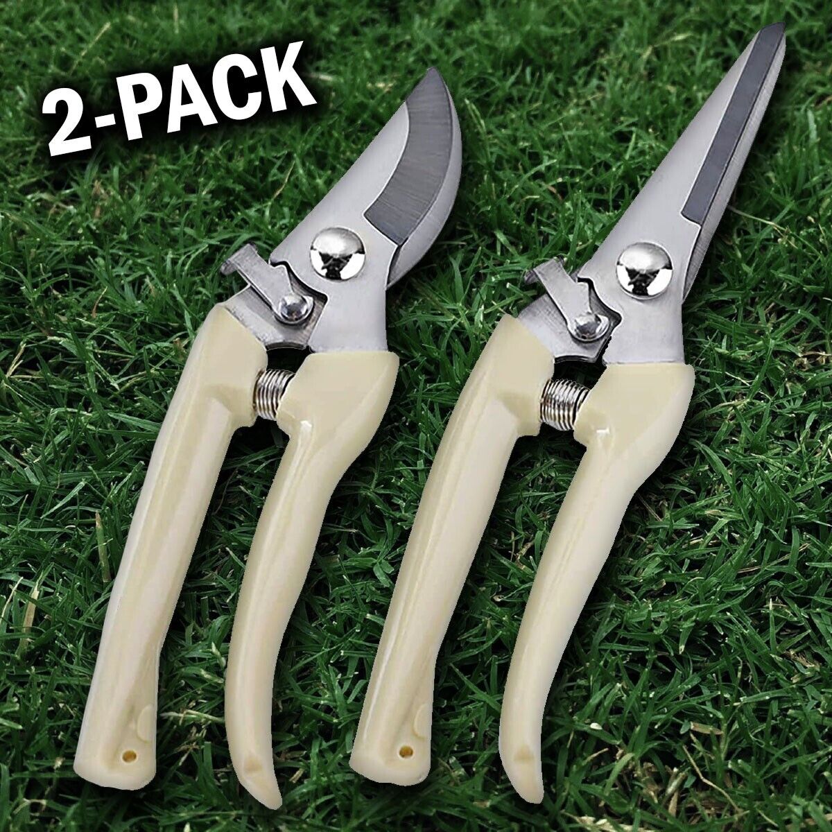 Garden Pruning Shears Set Bypass Branch Pruner Straight Blade Scissors 2 Pack US
