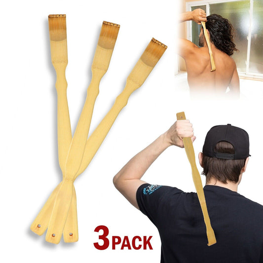 Natural Bamboo Back Scratcher Long Handle Pick Itch Relief Handcraft Tools 3PCS