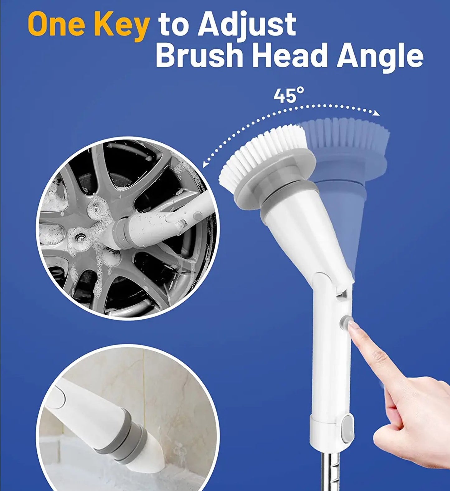 350rpm telescoping electric spin scrubber cordless brush heads cordless tub and tile scrubber